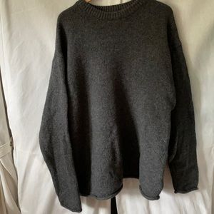Burton 100% wool sweater; raw sleeve & hem edges. EUC